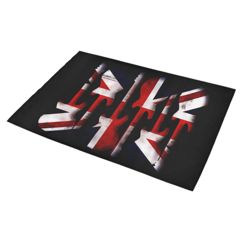 Union Jack British UK Flag Guitars on Black Azalea Doormat 30" x 18" (Sponge Material)