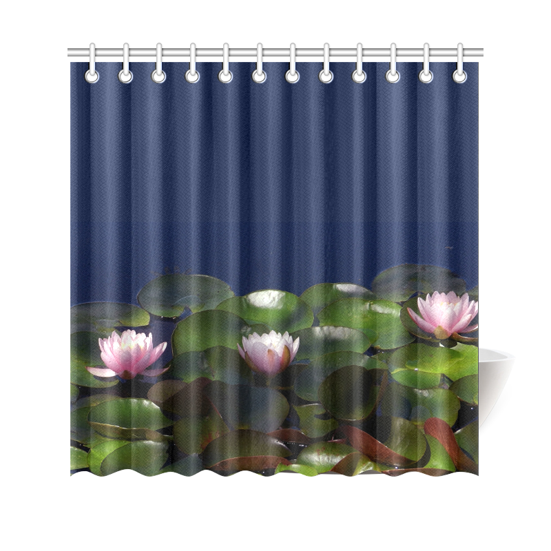 3 pink waterlilies in morning light Shower Curtain 69"x70"