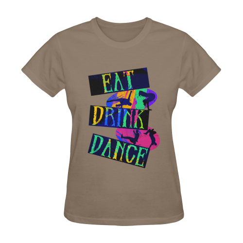 Break Dancing Colorful on Brown Sunny Women's T-shirt (Model T05)