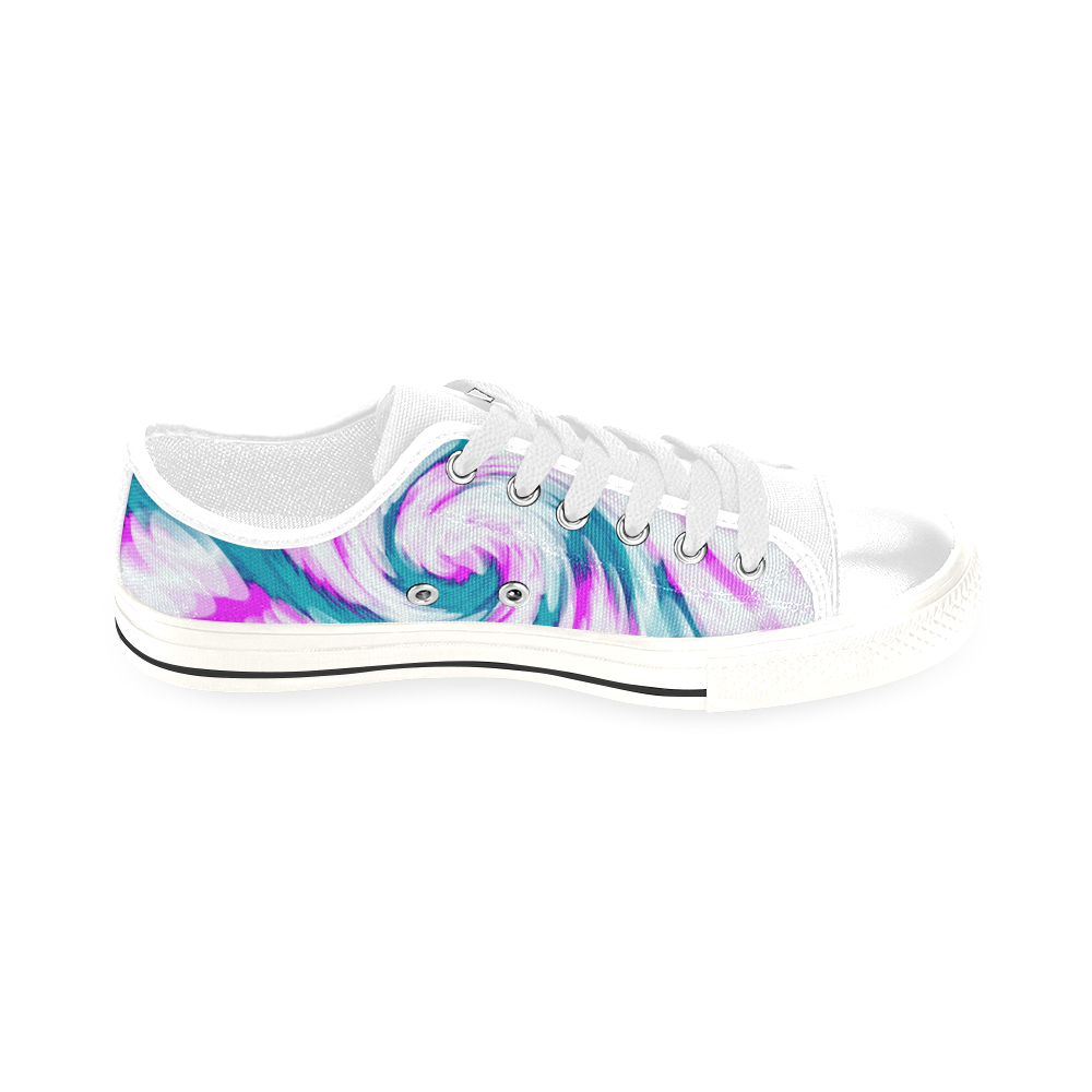Turquoise Pink Tie Dye Swirl Abstract Men's Classic Canvas Shoes/Large Size (Model 018)