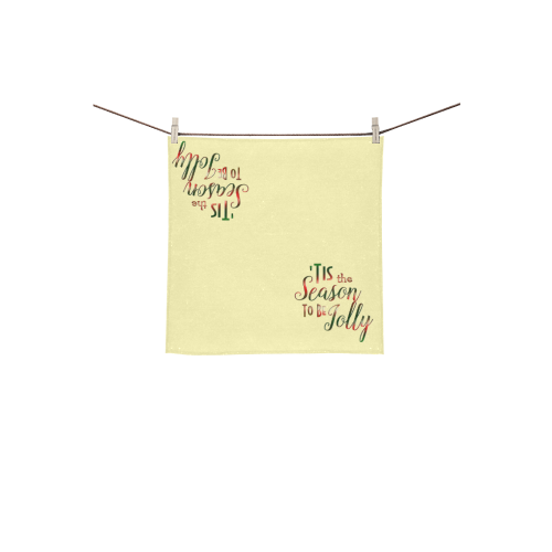 Christmas 'Tis The Season on Yellow Square Towel 13“x13”