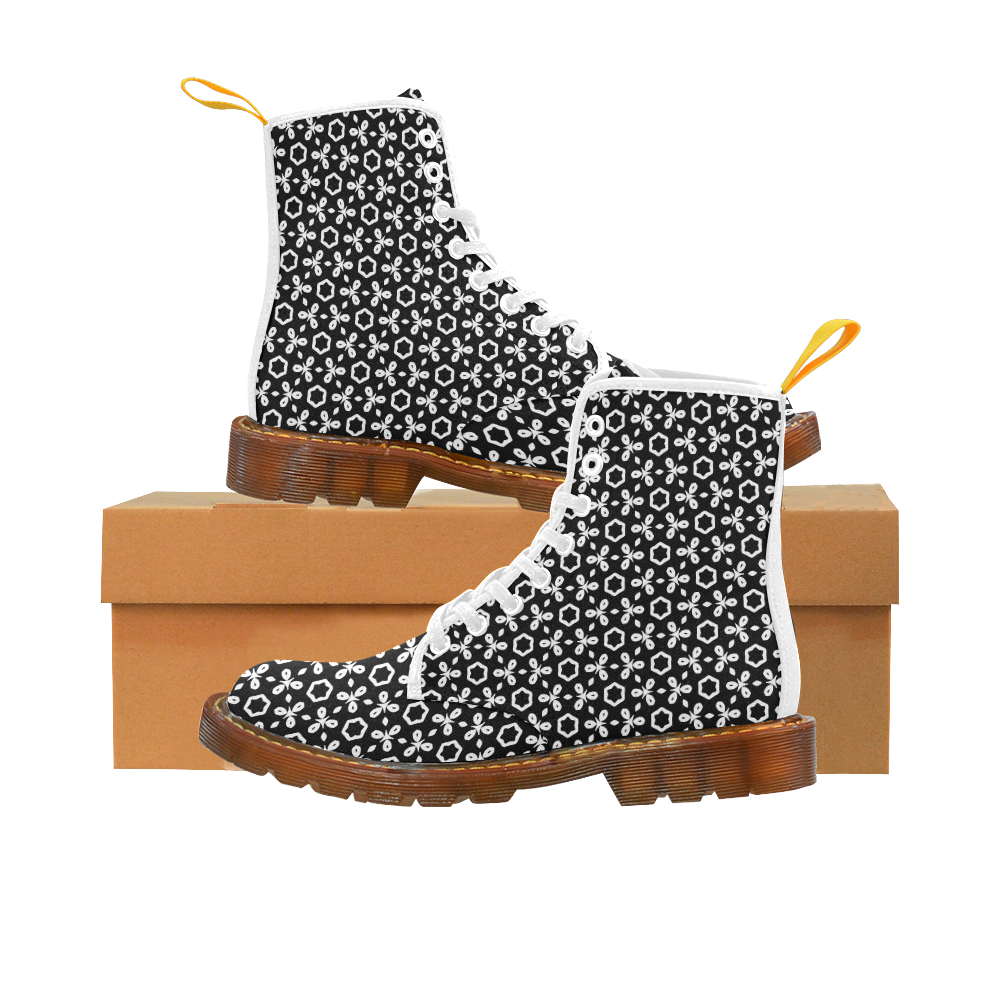 geometric pattern black and white Martin Boots For Women Model 1203H