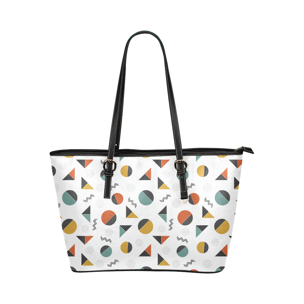 Geo Cutting Shapes Leather Tote Bag/Large (Model 1651)