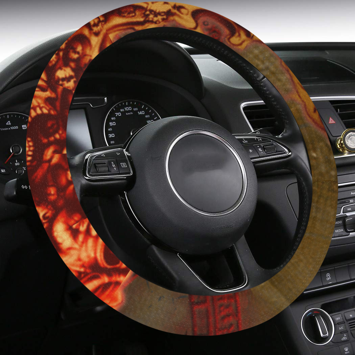 Awesome, creepy flyings skulls Steering Wheel Cover with Anti-Slip Insert