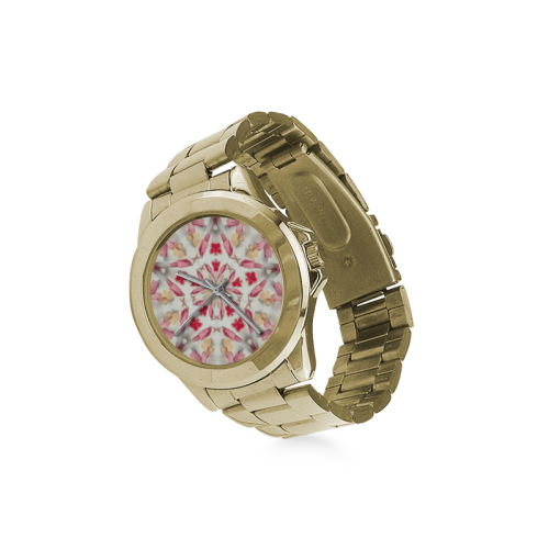 Love and Romance Gingham and Heart Shapped Cookies Custom Gilt Watch(Model 101)