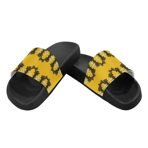 Ornate circulate is festive in flower decorative Men's Slide Sandals (Model 057)
