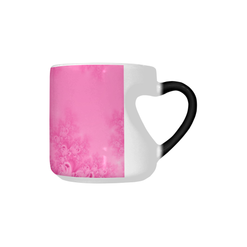 Soft Pink Frost of Morning  Fractal Abstract Heart-shaped Morphing Mug