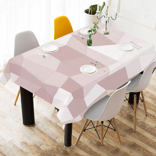 Mauve Beige Mosaic Cotton Linen Tablecloth 60"x 84"