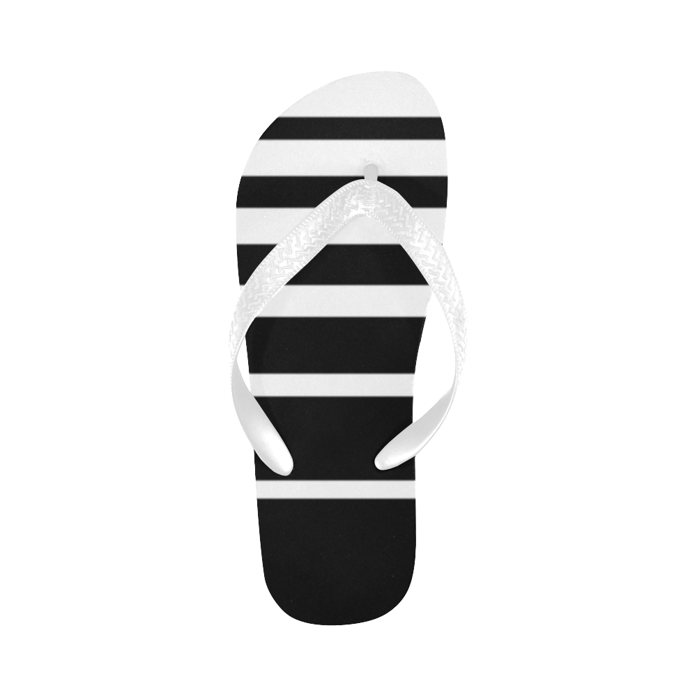 Black and White Stripes Flip Flops for Men/Women (Model 040)