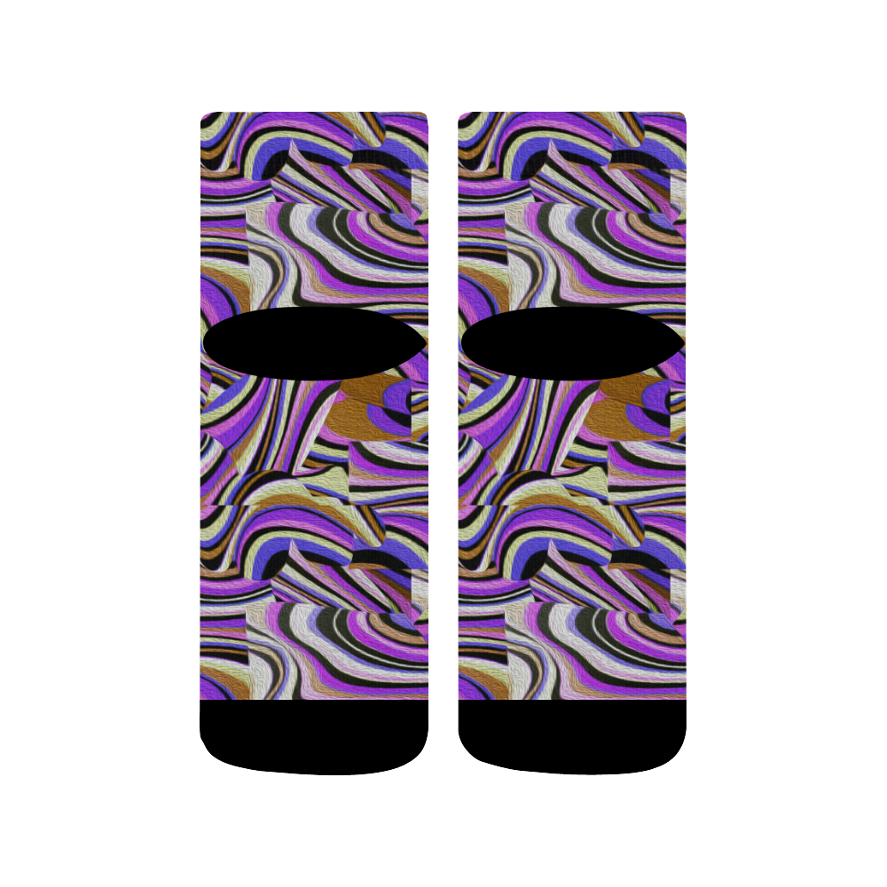 Groovy Retro Renewal - Purple Waves Quarter Socks