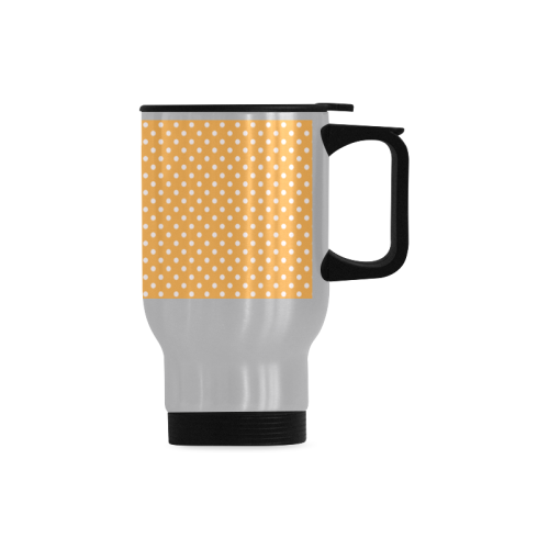 Yellow orange polka dots Travel Mug (Silver) (14 Oz)