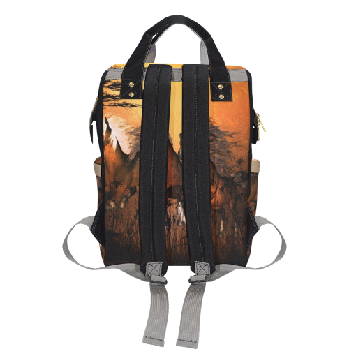 Running horses Multi-Function Diaper Backpack/Diaper Bag (Model 1688)