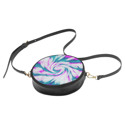 Turquoise Pink Tie Dye Swirl Abstract Round Sling Bag (Model 1647)