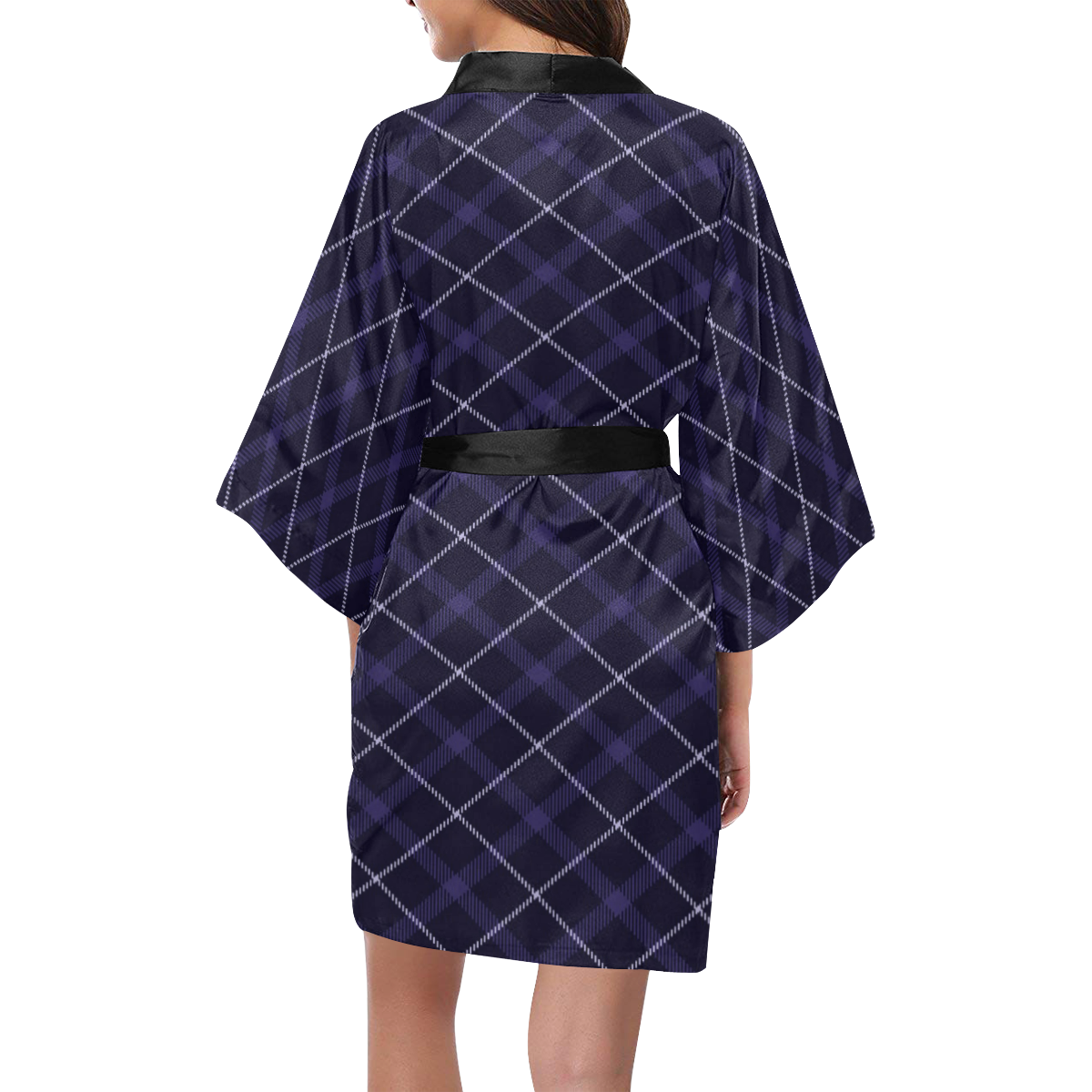 royal blue plaid tartan 2 Kimono Robe