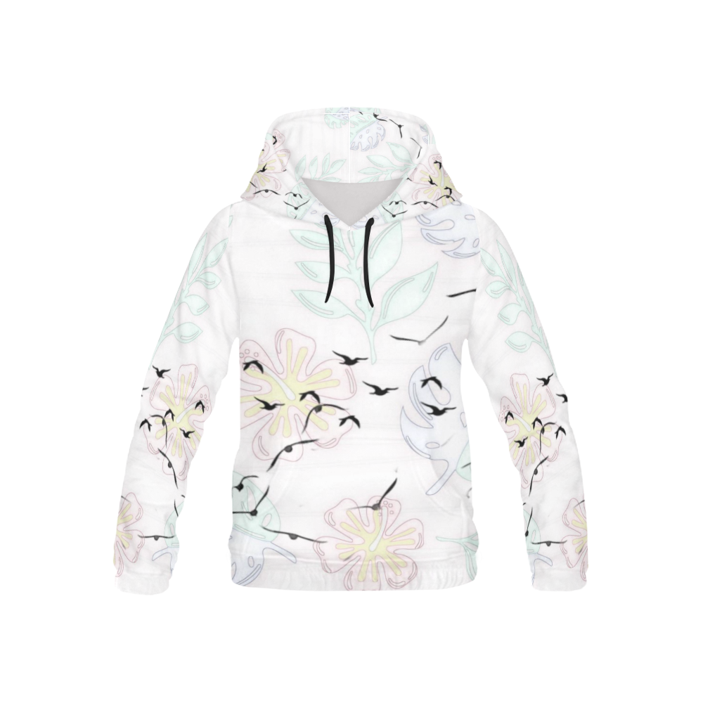 trendy birds pastel floral by JamColors All Over Print Hoodie for Kid (USA Size) (Model H13)