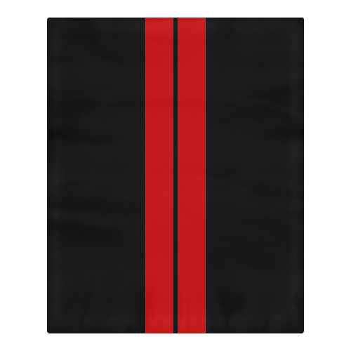 Race Car Stripe Center Black with Red 3-Piece Bedding Set