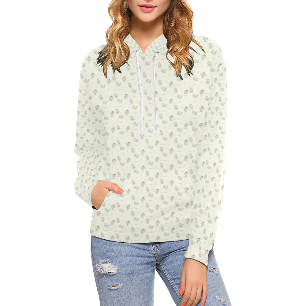 Little Cute Birds All Over Print Hoodie for Women (USA Size) (Model H13)
