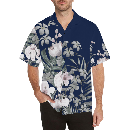 NAVY Aloha-3 Shirt 482 Hawaiian Shirt (Model T58)