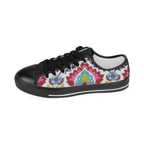 Abstract Flowers Black Women's Classic Canvas Shoes (Model 018)