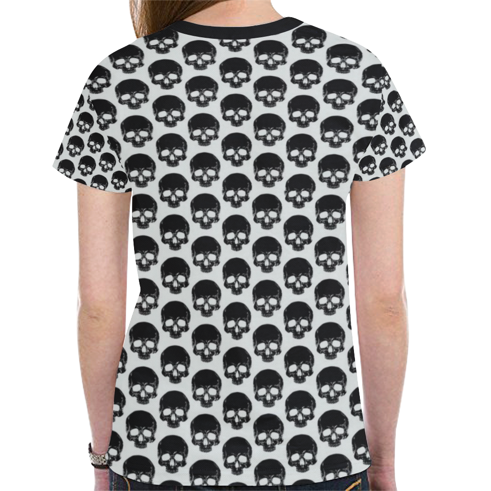 MV Gothic Underground - Metallic Skulls New All Over Print T-shirt for Women (Model T45)