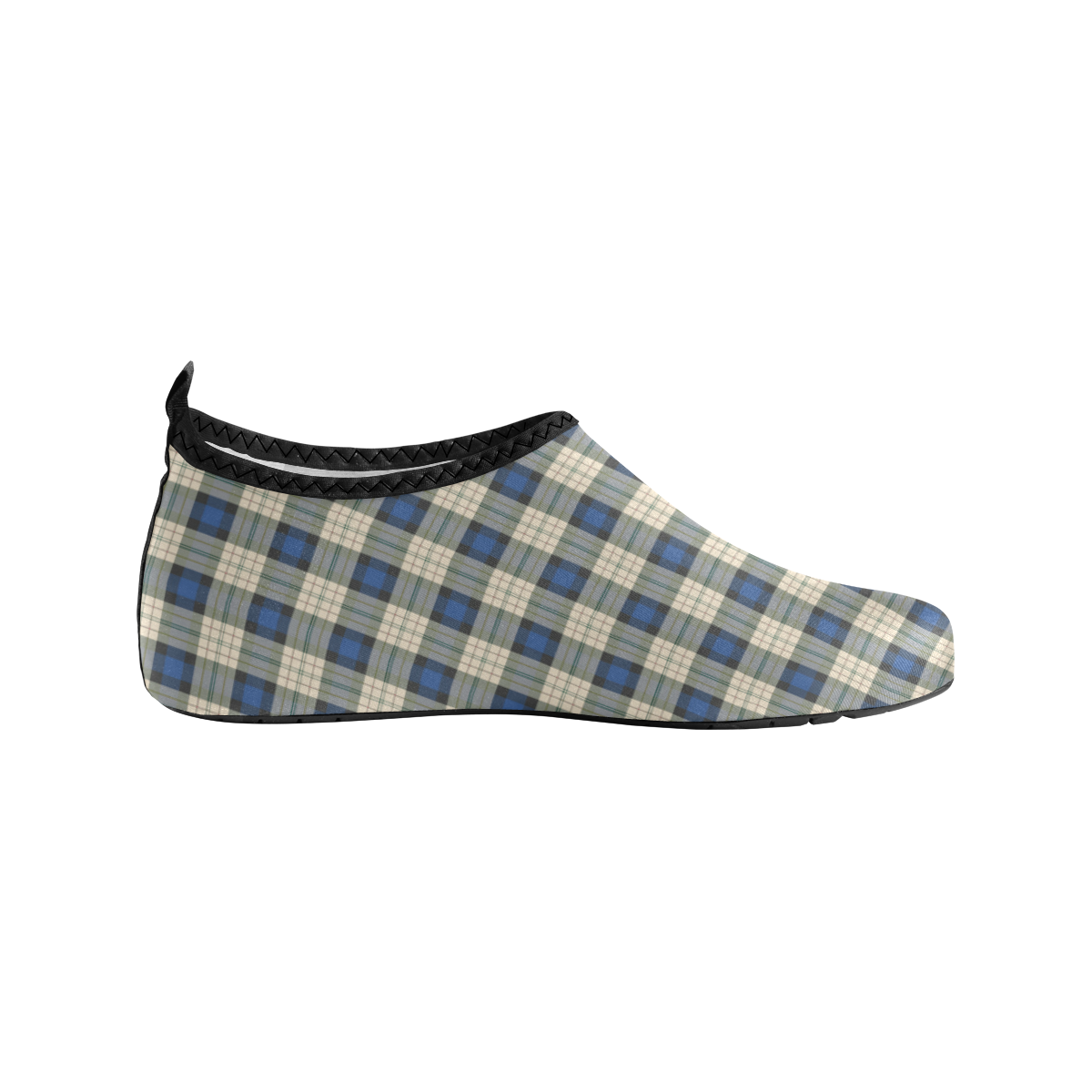 Classic Tartan Squares Fabric - blue beige Women's Slip-On Water Shoes (Model 056)