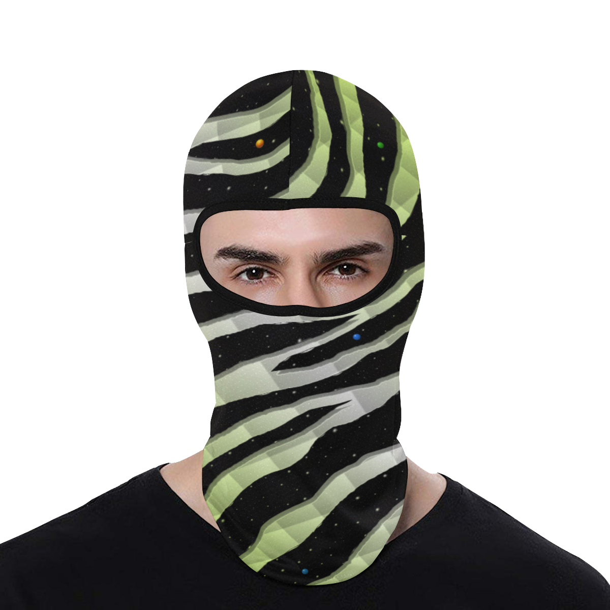 Ripped SpaceTime Stripes - Lime/White All Over Print Balaclava
