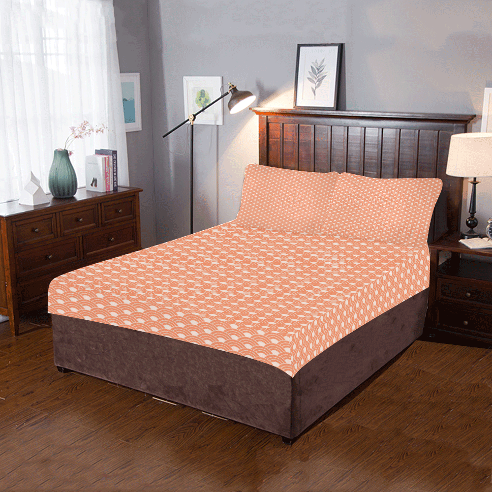 Living Coral Color Scales Pattern 3-Piece Bedding Set