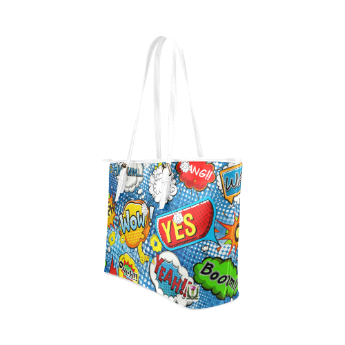 Fairlings Delight's Pop Art Collection- Comic Bubbles 53086o4 Leather Tote Bag/Small (Model 1651)