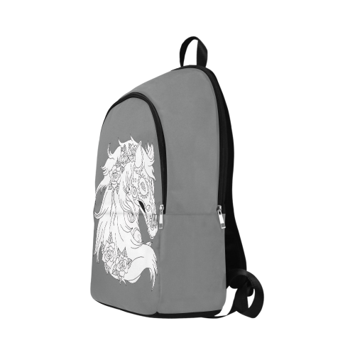 Color Me Sugar Skull Horse Grey Fabric Backpack for Adult (Model 1659)