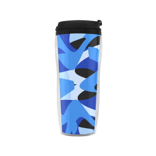 Camouflage Abstract Blue and Black Reusable Coffee Cup (11.8oz)