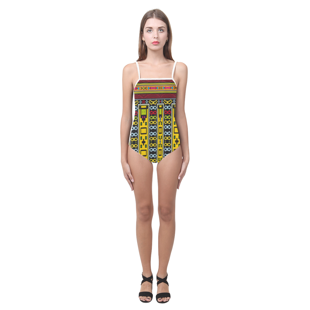 Shapes rows Strap Swimsuit ( Model S05)