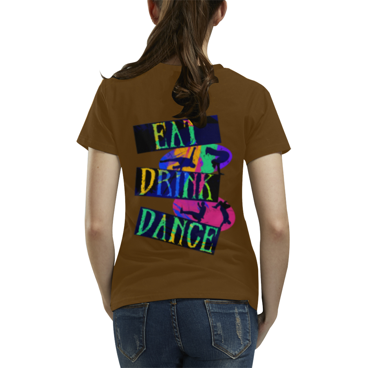 Break Dancing Colorful / Brown All Over Print T-Shirt for Women (USA Size) (Model T40)