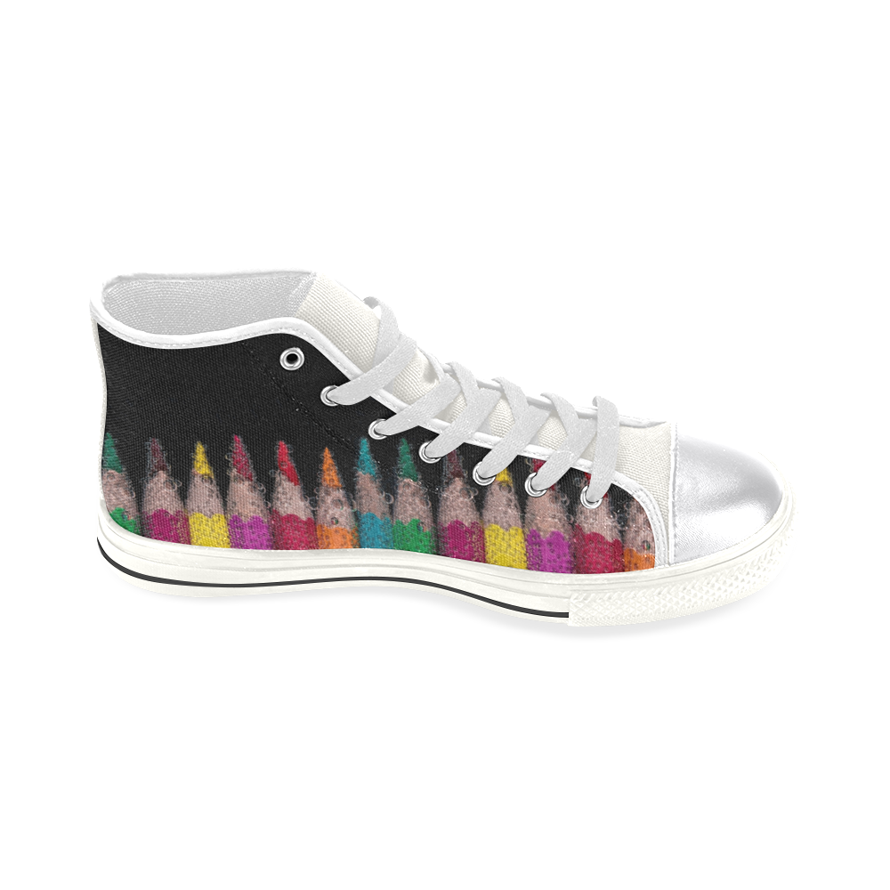 Color Pencils Women's Classic High Top Canvas Shoes (Model 017)