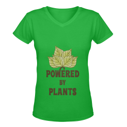 Powered by Plants (vegan) Women's Deep V-neck T-shirt (Model T19)