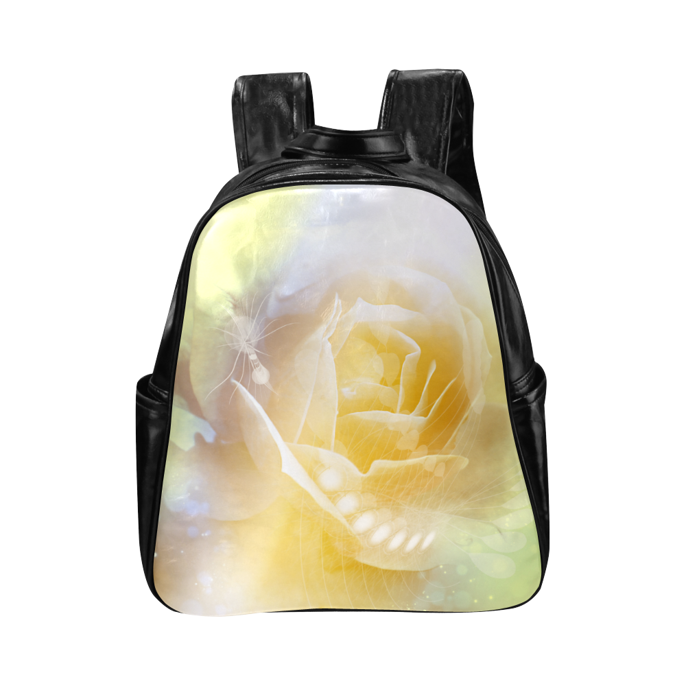 Soft yellow roses Multi-Pockets Backpack (Model 1636)