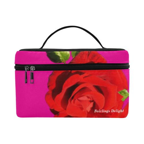 Fairlings Delight's Floral Luxury Collection- Red Rose Cosmetic Bag/Large 53086a6 Cosmetic Bag/Large (Model 1658)