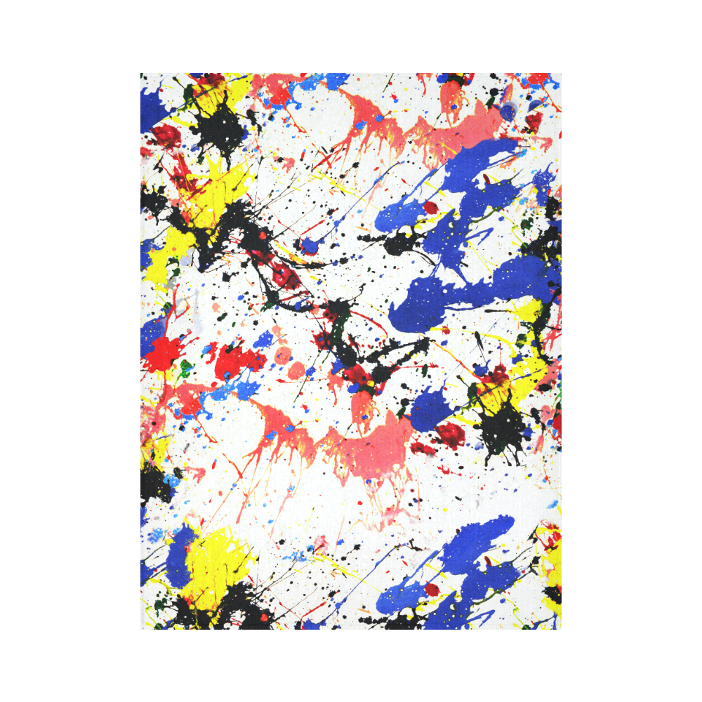 Blue and Red Paint Splatter Cotton Linen Wall Tapestry 60"x 80"