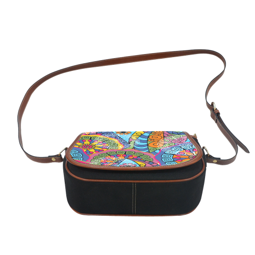 Colorful Vintage Pattern Saddle Bag/Small (Model 1649)(Flap Customization)