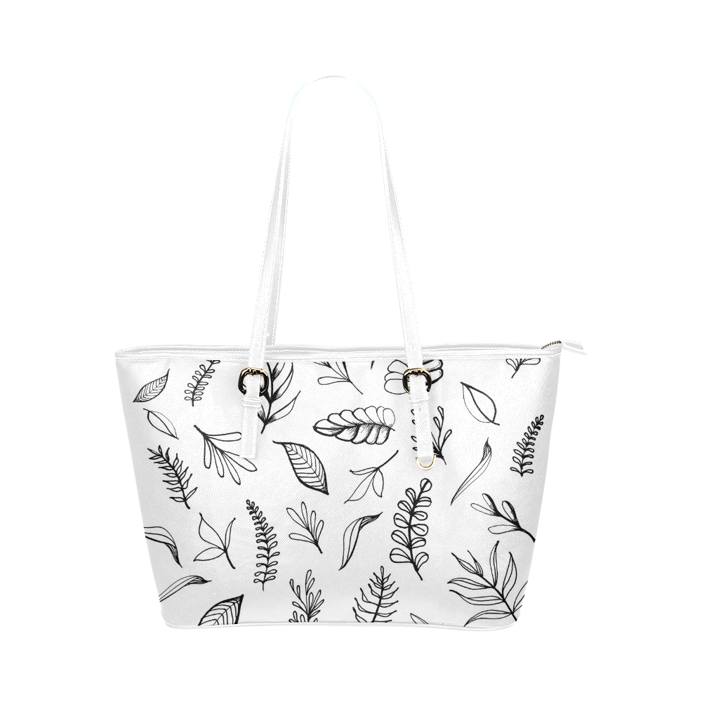 DANCING LEAVES Leather Tote Bag/Large (Model 1651)