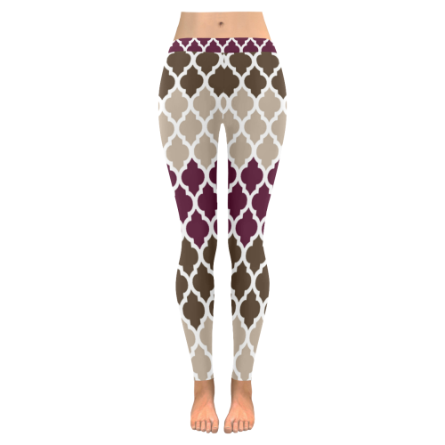 stripe lace pattern Women's Low Rise Leggings (Invisible Stitch) (Model L05)