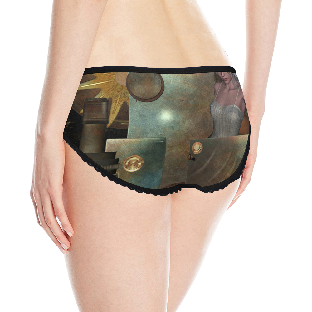 Steampunk, rusty metal and clocks and gears Women's All Over Print Classic Briefs (Model L13)