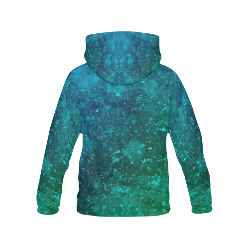 Blue and Green Abstract All Over Print Hoodie for Men/Large Size (USA Size) (Model H13)