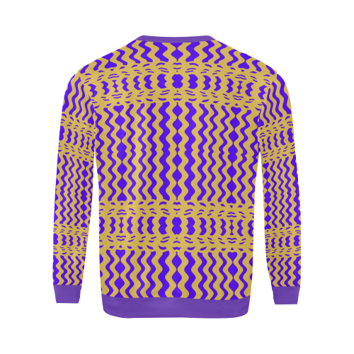 Purple Yellow Modern  Waves Lines All Over Print Crewneck Sweatshirt for Men/Large (Model H18)