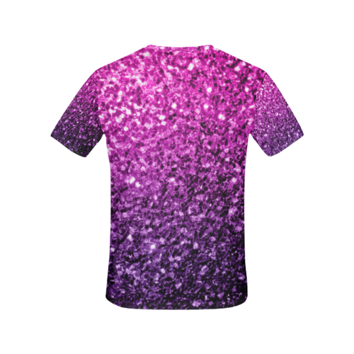 Beautiful Purple Pink Ombre glitter sparkles All Over Print T-Shirt for Women (USA Size) (Model T40)