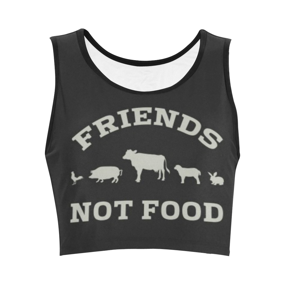 Friends Not Food (Go Vegan) Women's Crop Top (Model T42)