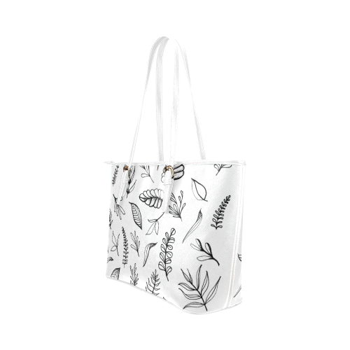 DANCING LEAVES Leather Tote Bag/Small (Model 1651)