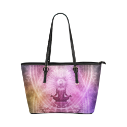 meditation spiritual yoga graphic art Leather Tote Bag/Small (Model 1651)