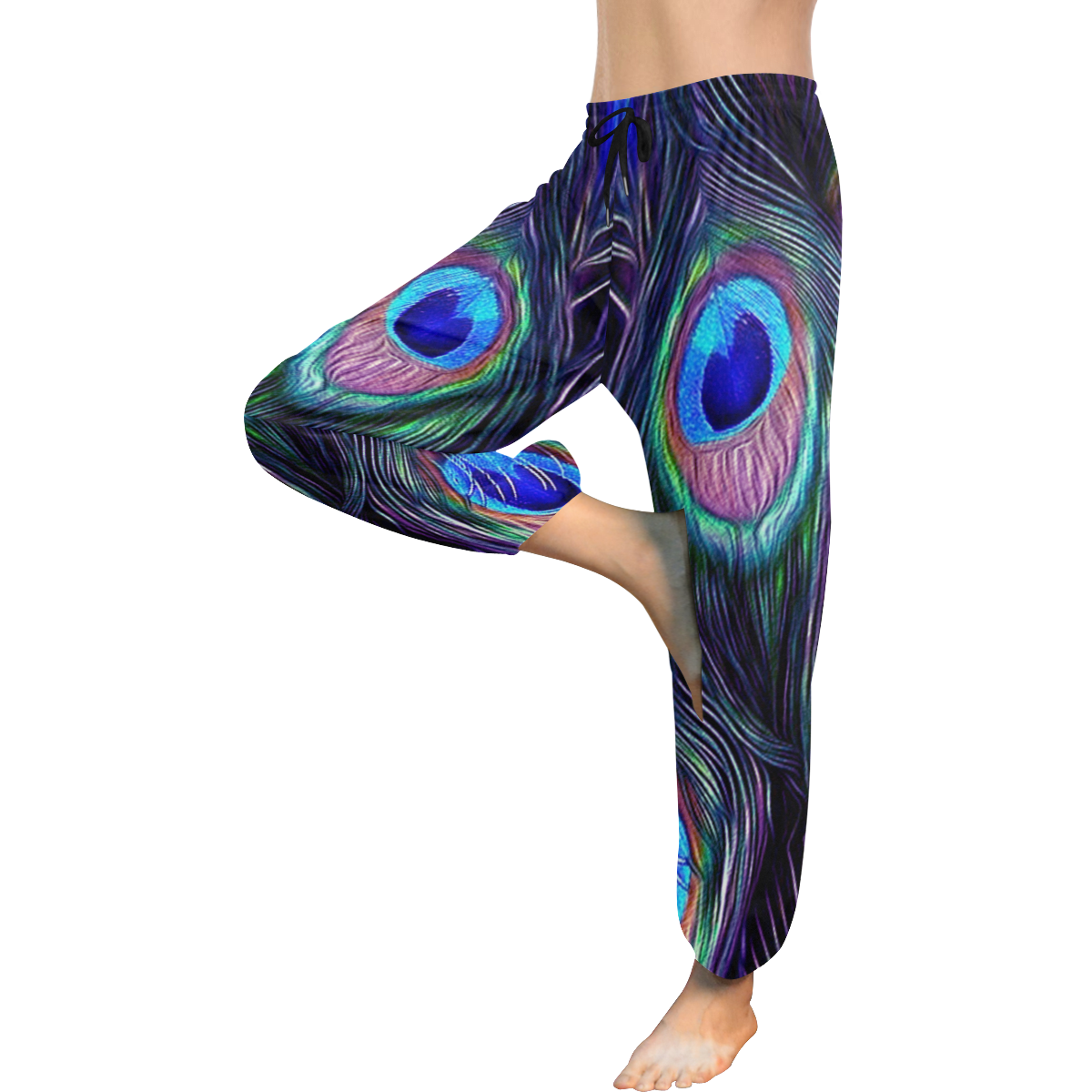 Peacock Feather Women's All Over Print Harem Pants (Model L18)
