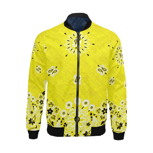 Grunge Yellow Bandana All Over Print Bomber Jacket for Men/Large Size (Model H19)