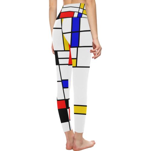 Bauhouse Composition Mondrian Style Women's All Over Print High-Waisted Leggings (Model L36)